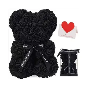 Handmade Realistic Eternal Flower Rose Teddy Bear Gift Set, Artificial Flower Bouquet, Valentine's Day Gift for Girlfriend, Mother's Day Gift for Mom