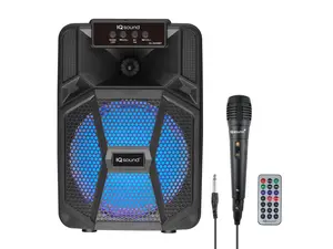 Supersonic IQ Sound IQ-2108BT Cyber Flex8 8" Portable Bluetooth Speaker w/TWS, LED Lights, USB/SD/AUX/Mic/FM, 5W RMS, 1200mAh