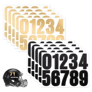 10 Sheet 1.5 in Number Stickers, Sticker Sheets, Black Gold Number Stickers, 0-9 Vinyl Waterproof Numbers for Mailbox, House, Sports, Door, Bin, Sticker Paper Adhesive