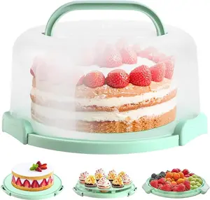cake safe box Cake Carrier with Lid and Handle, BPA-Free Cake Containers Cake Holder for 10 inch Cake with 2 Handles Cupcake Carrier - Plastic Cover Two Sided Base for Transport Pies Nuts Fruit Perfect Gifts Bakeware Utensils Birthday Handy