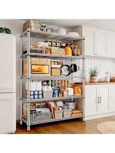 Raybee Furniture 5-Tier Wire Shelving - Heavy Duty Metal Shelves for Loads up to 1200LBS, Adjustable Garage & Pantry Storage