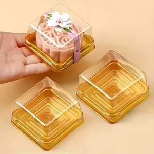 50pcs/set transparent covered square cake boxes per set, handmade, used for mooncakes, chocolates, cookies, birthday and wedding parties, baking essentials