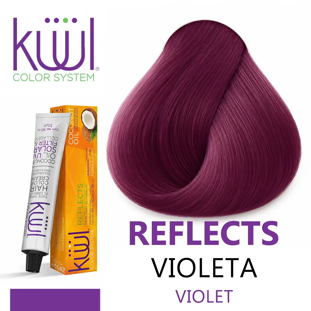 KUUL REFLECTS | Violeta | Violet | Tinte Para El Cabello | Permanent Hair Dye