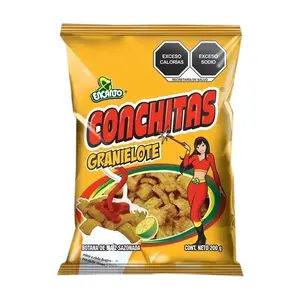 Encanto Conchitas Las Originales, Enkanto Mix Botanero, and Granielote. Three delicious flavors to choose from! Great for a quick snack. Botana de maíz Sazonada. Bag of 200 grams per.