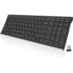 USB  Keyboard Stainless Steel Ultra Slim Keyboard with Numeric Keypad for Computer/PC/Laptop and Windows 11/10/8 Rechargeable