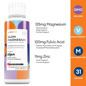 GLDN Magnesium - Sleep Support with 125mg Magnesium Glycinate for Stress Reduction & 100mg Fulvic Acid for Vitality - Liquid Supplement for Menopause Vitamins & Electrolyte Skin Hydration