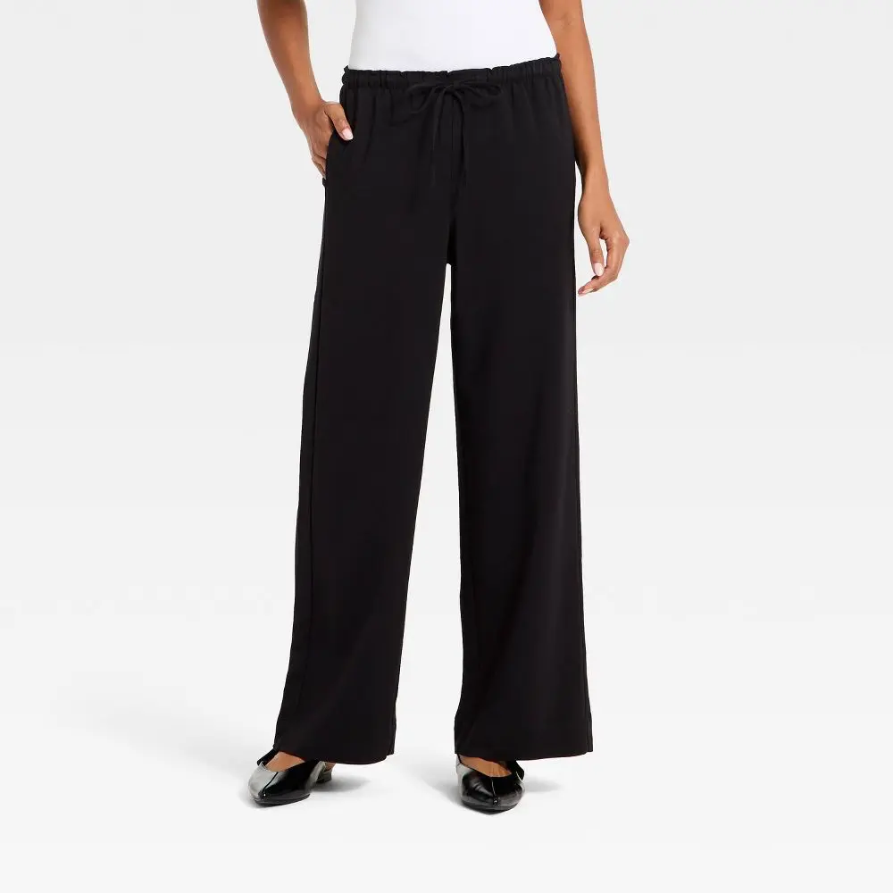Women's Effortless Pull-On Basic Pants, Spandex Garment Bottom with Adjustable Fit - A New Day, Rayon