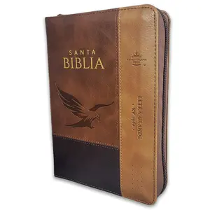 Biblia con Cierre Portátil 12 puntos RV1960 imit piel café águila con índice
