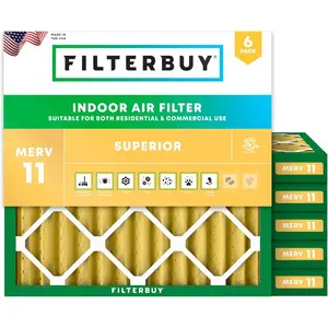 Filterbuy 19x19x2 Air Filter (6-Pack), Pleated MERV 11 Allergen Defense HVAC AC Furnace Air Filters (Actual Size: 19.00 x 19.00 x 2.00 Inches)