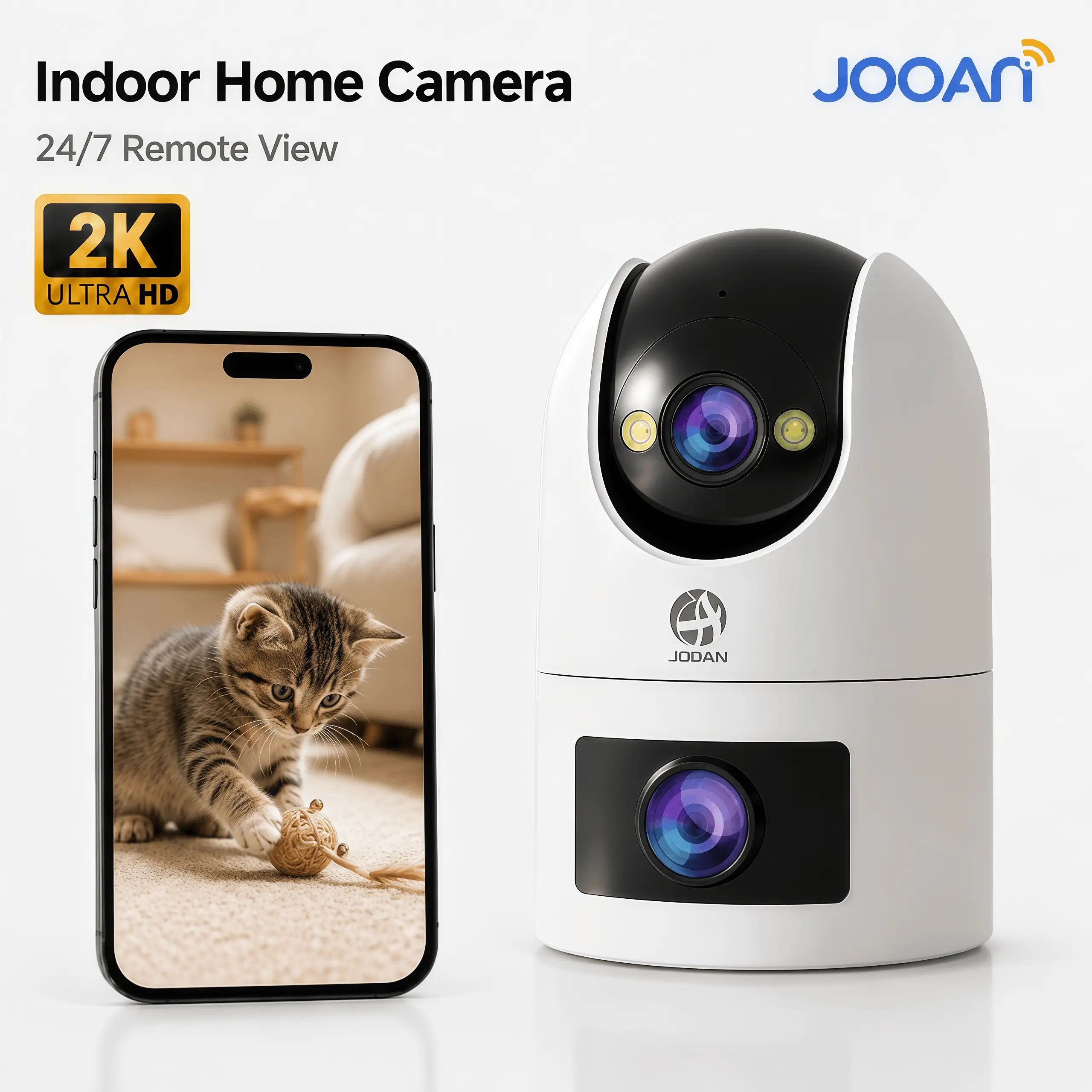 JOOAN W8-U 2K 3MP PTZ Security Camera - 360° Rotation, 90° Tilt, Intelligent Night Vision, 2-Way Audio, TF Card & Cloud Storage, Dual-Band Wi-Fi, IP66 Waterproof for Home Use Cable Digital