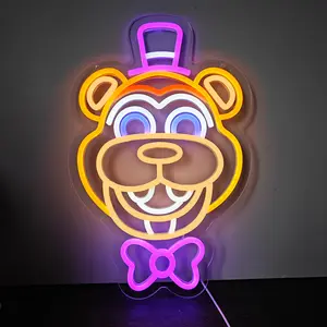 Bear Neon Signs for Wall Decor, LED Neon Lights USB Anime Light Sign for Kids Bedroom Birthday Christmas Party Store Game Room