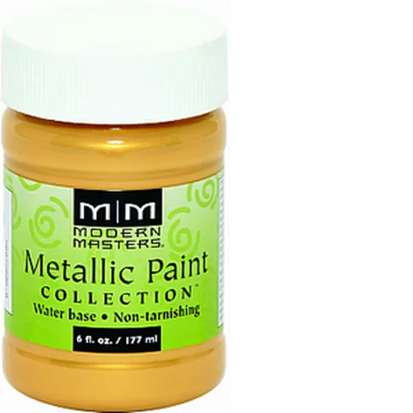 MODERN MASTERS ME658 6 oz. Gold Rush Metallic Paint, Non-Toxic Opaque Finish Paint for Lamps, Ceilings, Carved Surfaces