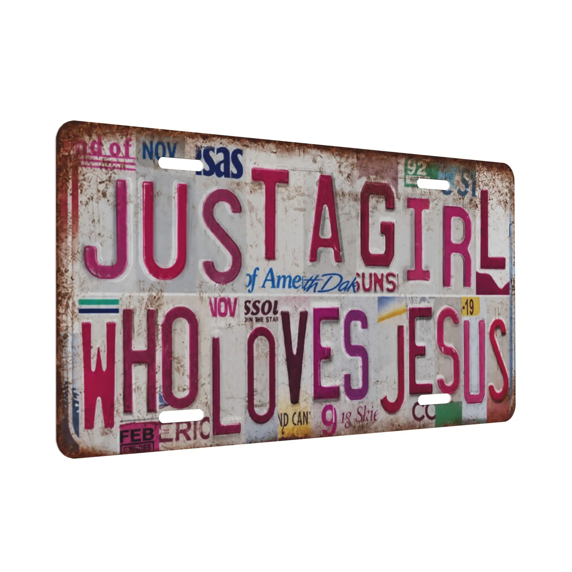 Vintage License plate Girl Cave Wall Decor Metal Sign Tin Signs - Just a girl who loves Jesus  just a girl who loves jesus jesus decor,SummerVibes,SummerWins ,DealsForYouDays