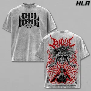Ichigo Kurosaki Wash Tee, Bleach Anime Graphic Shirt, Heavy Cotton Acid Washed T-Shirt, Double Printed Oversize Top, Unisex Casual Streetwear, Oversized Anime Print T-Shirt, Graphic, Gift For Anime Fan