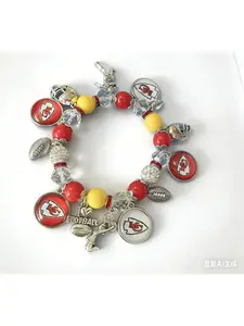 NFL 32 Teams Elastic Beaded Bracelet for Men Women Football Fans Steelers Saints Sports Jewelry Gift for Birthday Valentine's Day