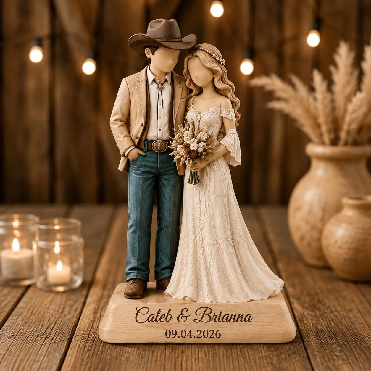 Personalized Wedding Couple Wooden Figurine, Custom Bride Groom Statue, Anniversary Gift, Wedding Cake Topper Keepsake, Anniversary Gift for Him, Couple Gift Idea