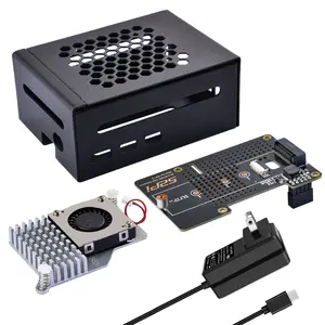 52Pi Metal Case for Raspberry Pi 5 4GB 8GB,w/Official Cooler, N04 M.2 NVMe SSD PCIe Peripheral Board