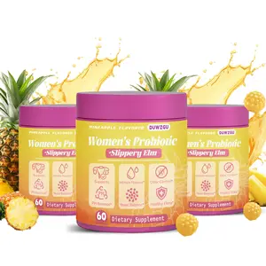 Feminine Probiotics Gummies for pH Balance & Dryness Relief with Slippery Elm Prebiotic Probiotic Blend Supplement, Pineapple Flavored