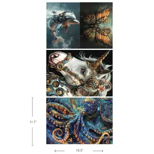 Exclusive A3 Decoupage Fiber Pack - Royal Blues - 3 sheets, 11.7"x16.5" each