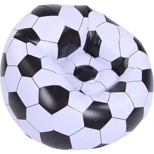 TOPINCN Inflatable Bean Bag Chair Blow Up Couch with Soccer Football Design Portable PVC Lounger for Outdoor Indoor Use Living Room Bedroom