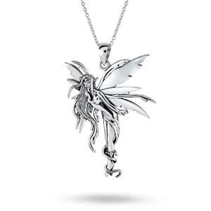 Firefly Fairies Pixie Dust Pendant Necklace in Oxidized Sterling Silver Elegant Magic