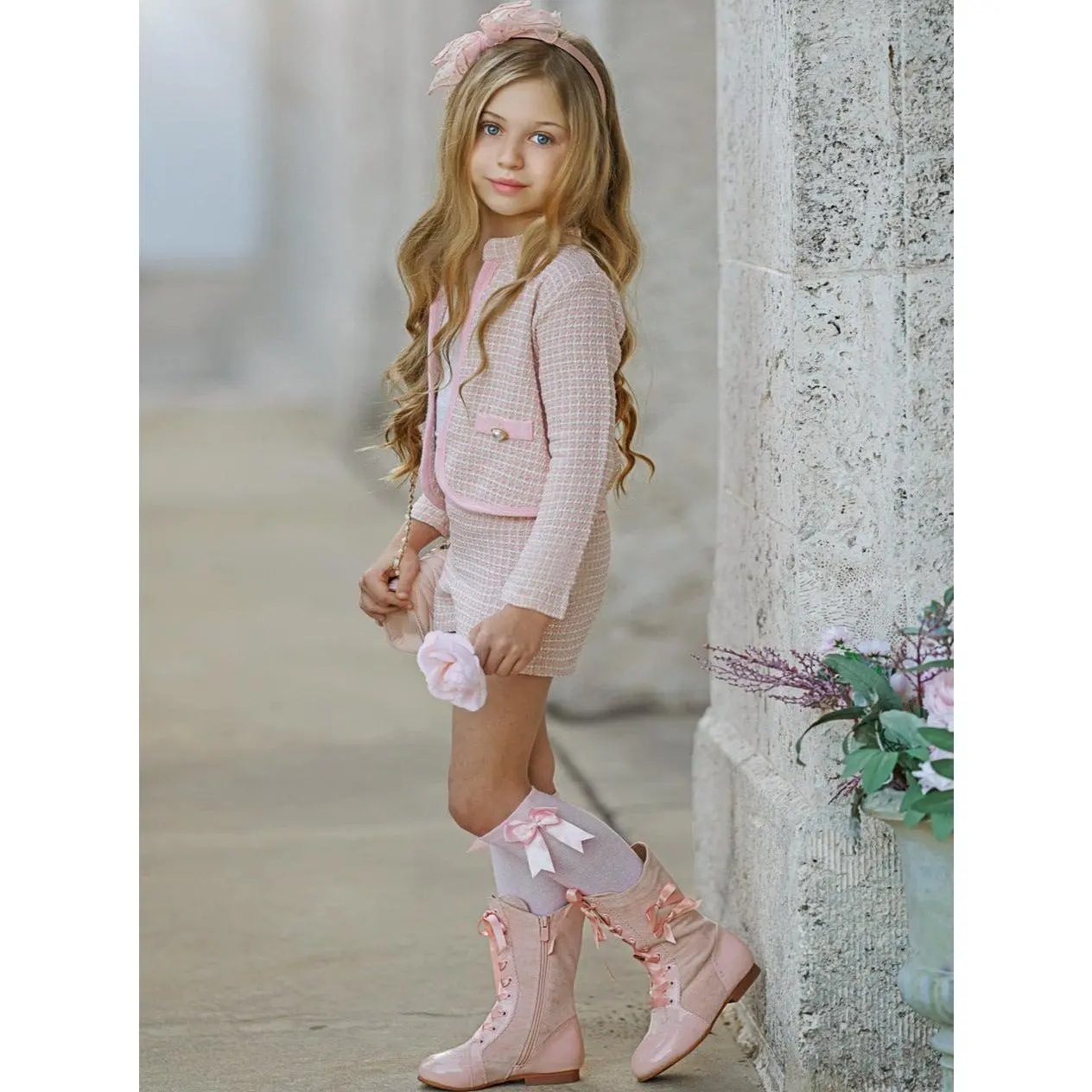 Classy Tweed Matching Blazer and Short Set