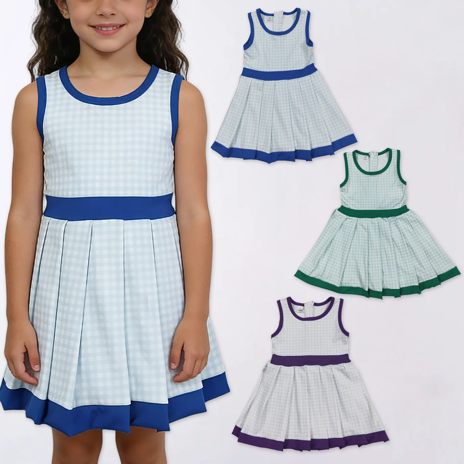Girls' Sporty Tennis Dress in Flexible Yoga Material, Sleeveless Active Wear for Tennis & Yoga Practice, Sporty Dress, Active Wear Dress