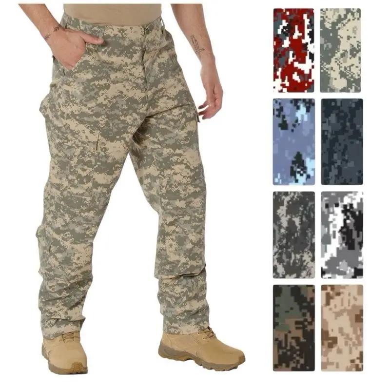 ROTHCO Men's Casual Fit BDU Utility Cargo Pants - ACU Digital Camo 8685, Tactical Cotton-Polyester Blend, 6 Pockets, Reinforced Seat, Buttons, Straight Leg, Outdoor Durable Multifunctional Menswear Trousers
