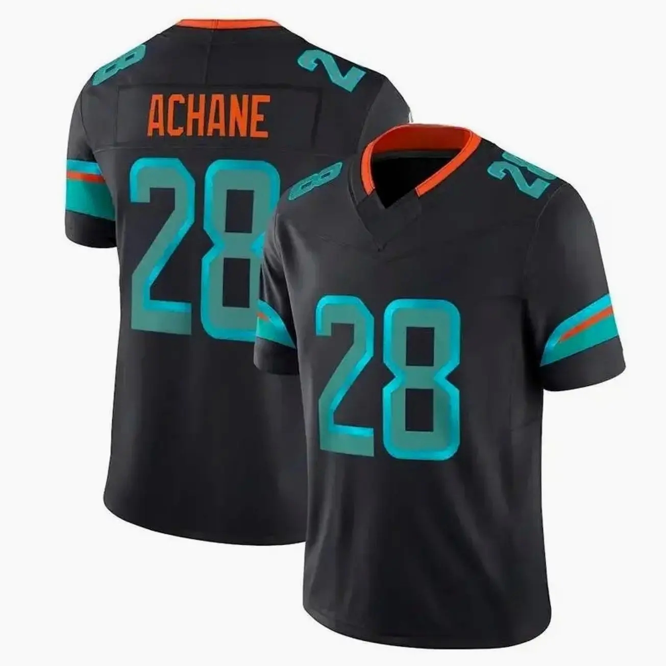 Full Print Achane #28 Black Jersey Shirt, America Football Jersey, Sport Clothing, Football Uniform, Jersey For Football Fans, Gift for him
