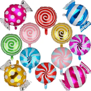 12-Piece Sweet Candy Theme Balloon Set, Swirl Foil Balloons for Birthdays, Christmas & Parties