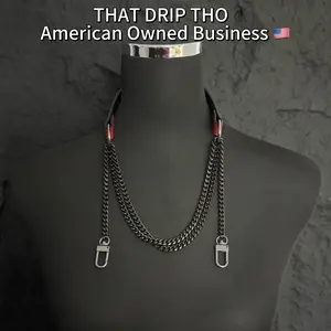 ThatDripTho Lucky Red Leather Double Layered Chain Necklace Choker for Men & Women, Fashion Jewelry for Party, Daily Wear, Durable Chains with Adjustable Chain Design, Gothic-Inspired Accessories for Birthday Gifts, Easter Gifts, Special Occasions.