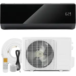 ROVSUN 9000/12000 BTU Mini Split Air Conditioner & Heater, 19/21 SEER2 115V Inverter Ductless Wall AC Unit for Rooms up to 400 Sq. Ft with Pre-Charged Condenser, Heat Pump & Installation Kit (Black)