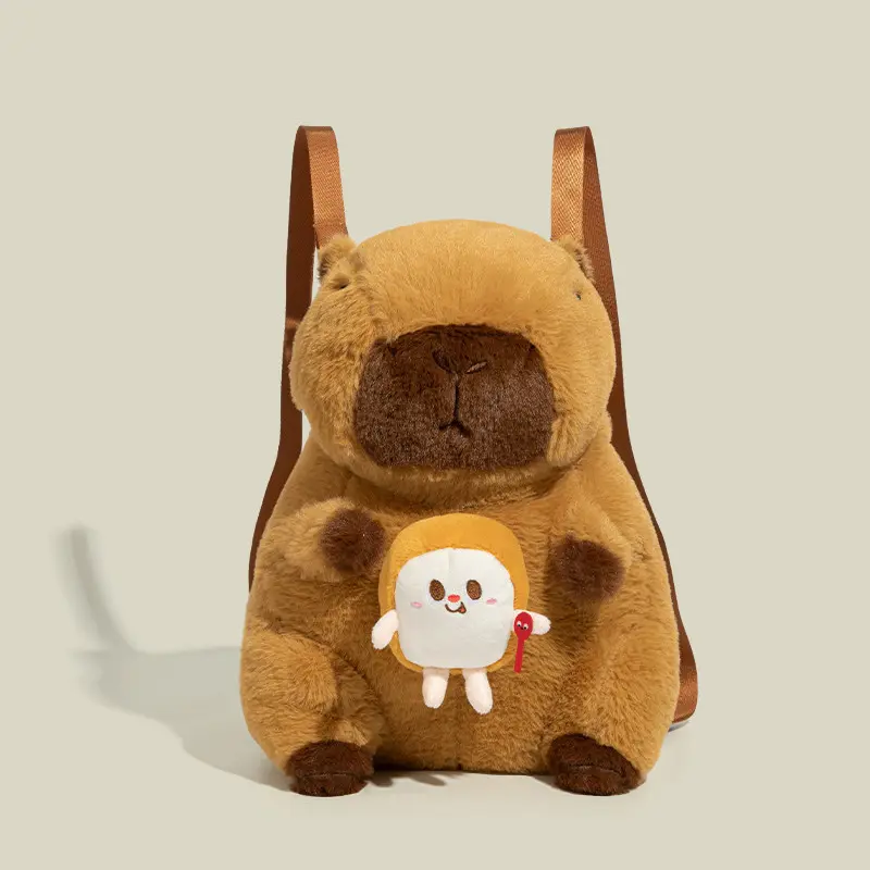 13 Inch Capybara Look Plush Toy Casual Backpack, Unisex Women's Portable Bag for Storing Cell Phone Wallet & Keys, Anime Doll Gift, Backpacks for School