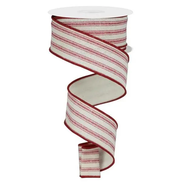 1.5" x 10 yds Ticking Stripe Ribbon on Cotton