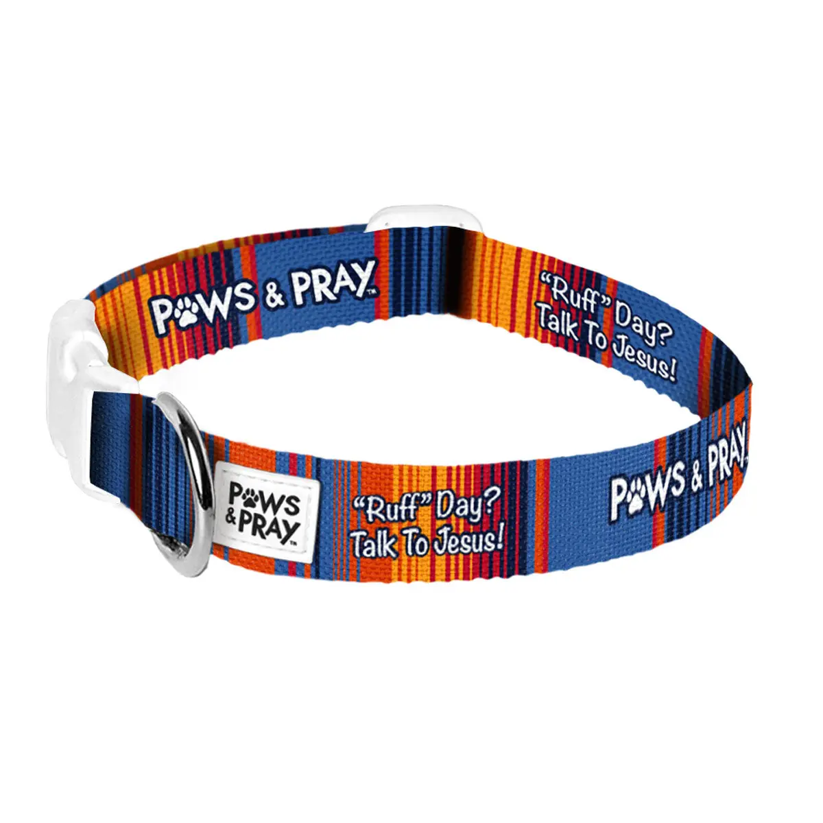 Paws & Pray Encouraging Ruff Day Polyester Collar for Small/Medium Dogs & Cats, Adjustable Collars with 11"-18" Length, Width 1", Leash Loop Accessory