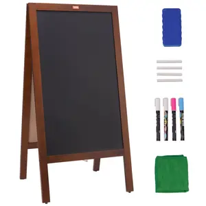 fathersdaygift  VEVOR A Frame Chalkboard Sign, Double-Sided Sidewalk Signs, Freestanding Vintage Wooden Chalk Board with Chalks Magnetic Eraser, Rustic Brown Outdoor Sandwich Board, 20x40, Kitchen Home Wedding