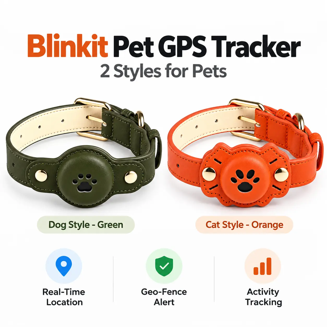 Blinkit Pet GPS Tracker, Real-Time Location Tracking & Anti-Lost Device for Dogs and Cats, Lightweight Smart Pet Finder with App Control