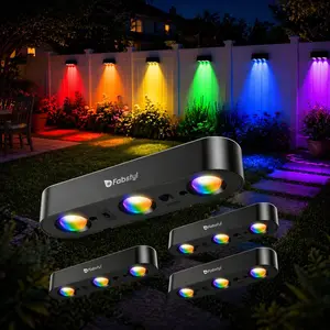 FabStyl RGB Solar Wall Fence Lights, Synchronously Change Color, Solar Step Lights, Bright Wall Lights, Outdoor Waterproof, Solar Powered Patio Decor for Wall, Rail, Porch, Backyard, Garden. Perfect for holiday decorations FallFreshness