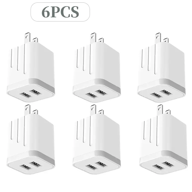 Portable Dual-Port USB-A Wall Charger, Dual-Port Cube Power Adapter, Dual-Port Wall Fast Charger, 5V, 2.1A，Compatible for iPhone 17/16/15/14/13/12/11, Cable Not Included Charging Cellphone Android Electronic Device
