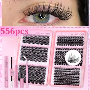 Mixed Styles DIY Volume Lash Clusters Eyelash Extension Kit, Eyelash Extensions Set, 30D40D Individual Lashes Set Soft Long-Lasting Lashes with Bond & Seal & Remover & Tweezer for Beginners Easy At-Home Application, Long Lasting Eyelashes
