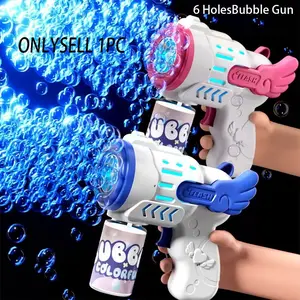 Angel Wings Bubble Gun with 100ML Bubble Solution, Continuous Bubble Release, Sound and Light Effects, Ideal for Summer Parties and Kids' Playtime