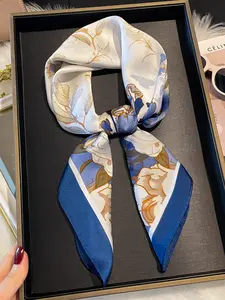 Elegant Women's Floral Print Scarf, Versatile Accessory for Spring & Fall, Fashionable Neckwear, Hairband & Waist Belt Included, Fashion Hair Scarves