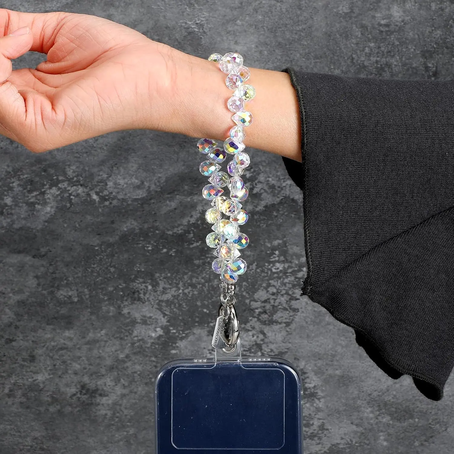 Sparkling Beaded Cellphone Wrist Strap  Durable Plastic Smartphone Bracelet for Women Girls, Easyinstall Keychain & Pursecharm Accessory, Bling Bling Phone Lanyard for Keys & Purses