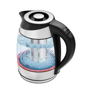 Chefman Electric Kettle with Temperature Control, 5 Presets LED Indicator Lights, Removable Tea Infuser, Glass Tea Kettle & Hot Water Boiler, 360° Swivel Base, BPA Free, Stainless Steel, 1.8 Liters