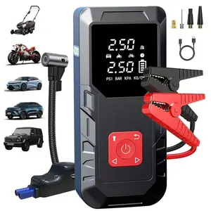 1pc 5-in-1 Jump Starter with Air Compressor Peak Power, 150PSI Digital Tire Inflator, ABS Material, USB Rechargeable, for Gas/Diesel Vehicles, Portable with LED Emergency Lighting, Auto Shut-Off, Tire Pressure Detection & Adjustment, Quick Charge