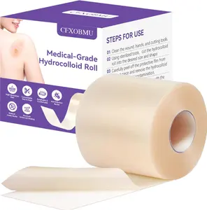 Hydrocolloid Bandages for Wound Care, Hydrocolloid Roll with Self-Adhesive,Ultra Absorbent, Flexible & Waterproof, DIY Size & Shape First Aid Kit Essential (2in*5ft)