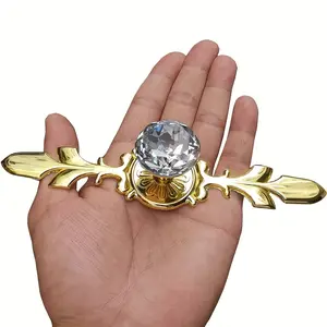 6 Elegant Gold Rectangular Crystal Glass Knobs, with Exquisite Design, Are Perfect for Kitchen, Bathroom, Office Decoration, Cabinet Knobs on Dressing Tables, Drawers and Cabinets.