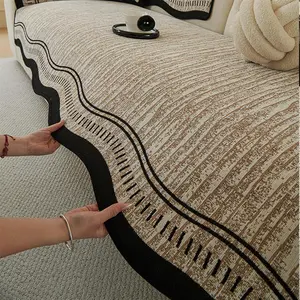 Striped Textured Sofa Cover, Soft Pet Protector for Couch Cushion, Washable & Anti-Slip for Living Room Bedroom Dining Room