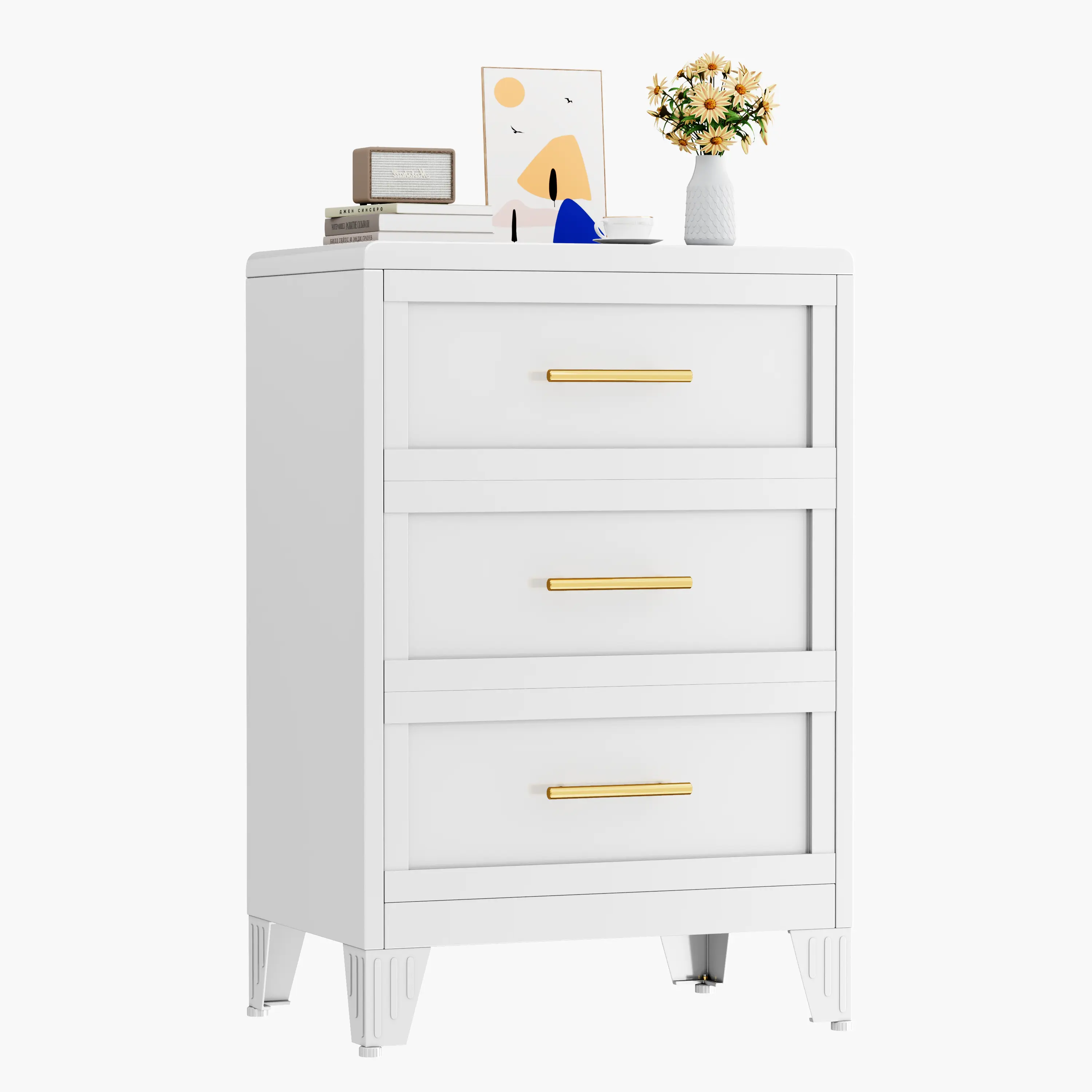 3 Drawers White