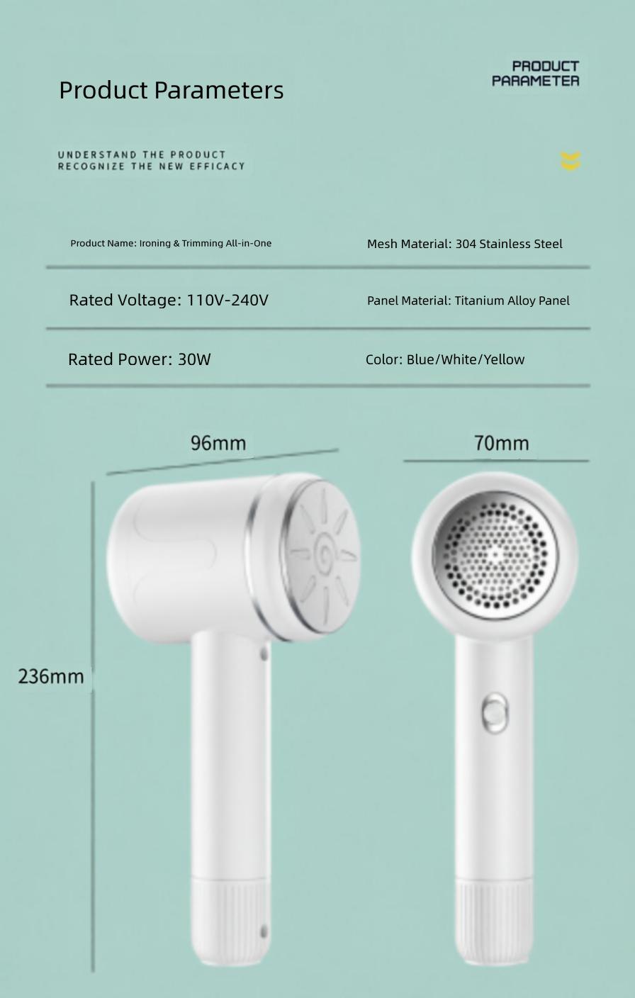 Portable iron dual-use dry and wet handheld garment steamer, home lint trimmer, hair removal steamer two-in-one